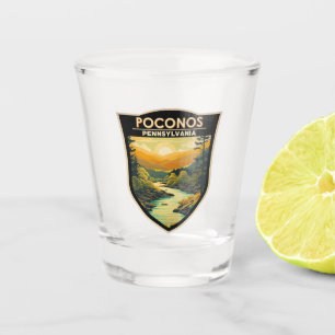 Poconos Pennsylvania Travel Art Vintag Schnapsglas