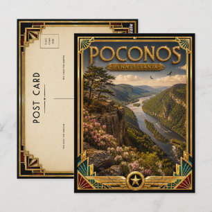 Poconos Pennsylvania Vintage Art Deco Golden Age Postkarte