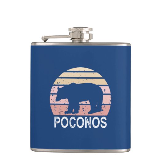 Poconos Retro Bär Flachmann (Vorderseite)