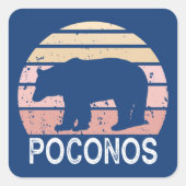 Poconos Retro Bär Quadratischer Aufkleber (Vorderseite)