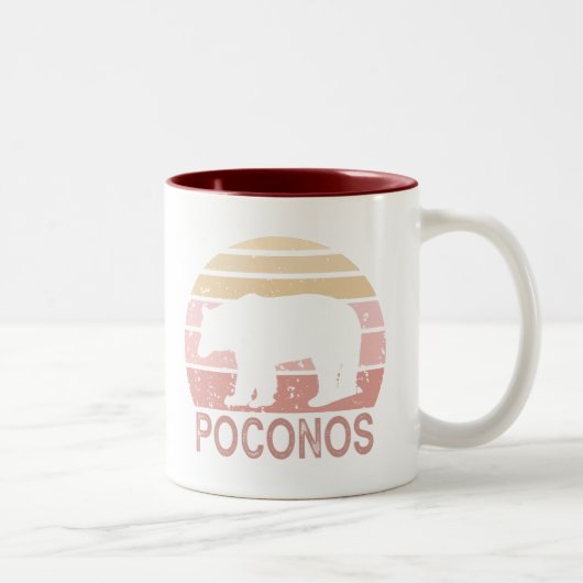 Poconos Retro Bär Zweifarbige Tasse (Rechts)