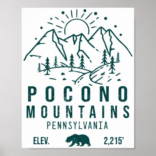 Poconos Retro Pennsylvania Berge 60er Poster (Vorne)