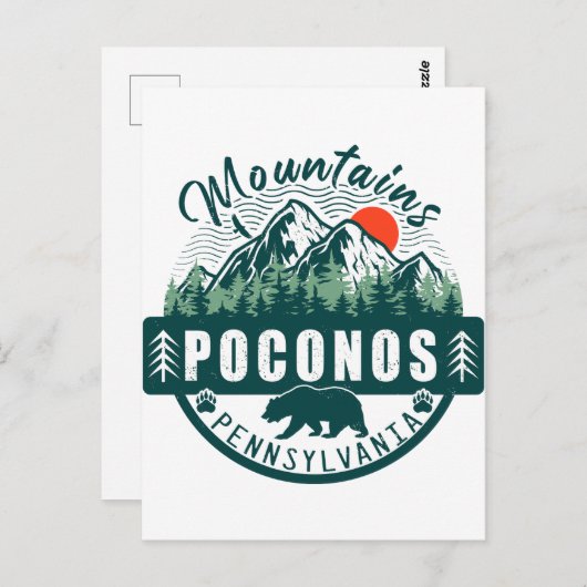 Poconos Retro Pennsylvania Berge 60er Postkarte (Vorne/Hinten)