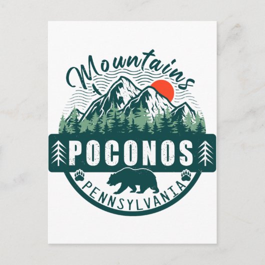 Poconos Retro Pennsylvania Berge 60er Postkarte (Vorderseite)