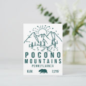 Poconos Retro Pennsylvania Berge Minimalistisch Po Postkarte (Stehend Vorderseite)