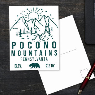Poconos Retro Pennsylvania Berge Minimalistisch Po Postkarte