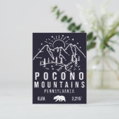 Poconos Retro Pennsylvania Berge Minimalistisch Postkarte (Stehend Vorderseite)