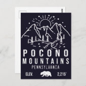 Poconos Retro Pennsylvania Berge Minimalistisch Postkarte (Vorne/Hinten)
