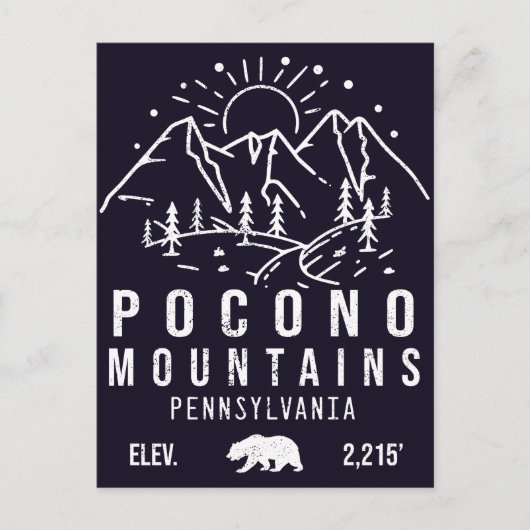 Poconos Retro Pennsylvania Berge Minimalistisch Postkarte (Vorderseite)