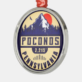 Poconos Retro Pennsylvania Berge Ornament Aus Metall (Links)