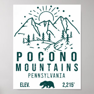 Poconos Retro Pennsylvania Mountains 60s Poster