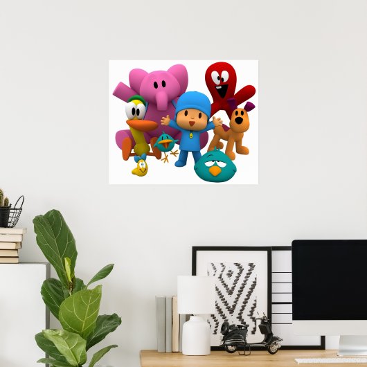 pocoyo und freunde sind lächelnd Hemdmaske Poster (Heimbüro)