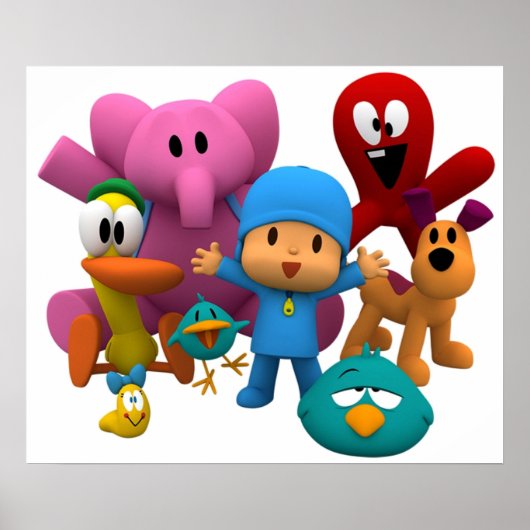 pocoyo und freunde sind lächelnd Hemdmaske Poster (Vorne)