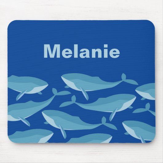 Pod of Whales Schwimmen Dunkelblau Personalisiert Mousepad (Vorne)