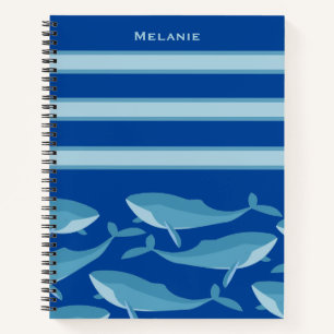 Pod of Whales Schwimmen Dunkelblau Personalisiert Notizblock