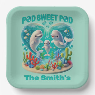 "Pod Sweet Pod" Walfamilie Pappteller