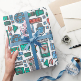 Podcast Birthday Party Geschenkpapier