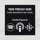 Podcast glühende rosa Kopfhörer und Mikrofon Quadratische Visitenkarte (Rückseite)