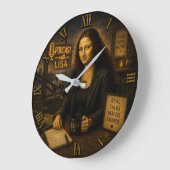 Podcast Host Funny Mona Lisa Große Wanduhr (Winkel)