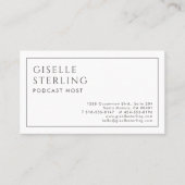 Podcast Host Luxury Minimalist Black White Visitenkarte (Vorderseite)