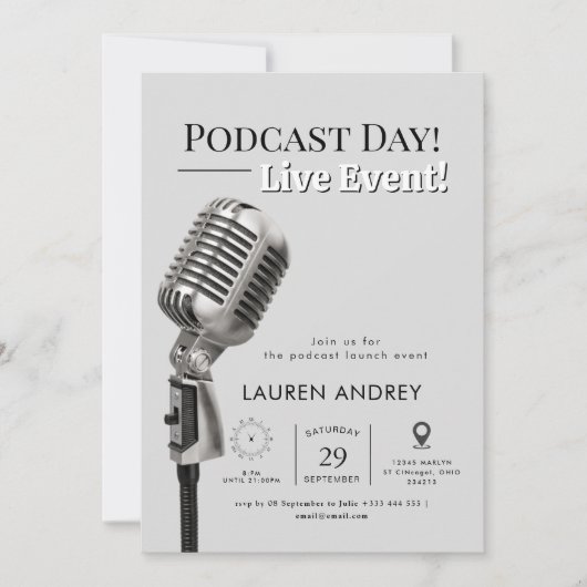 Podcast Launch Event Invitation Einladung (Vorderseite)