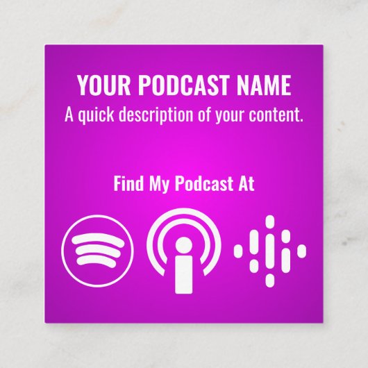 Podcast Mikrofon Kopfhörer Lila Quadratische Visitenkarte (Rückseite)