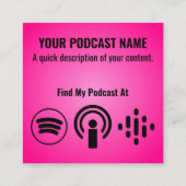 Podcast Mikrofon Kopfhörer Rosa Quadratische Visitenkarte (Rückseite)