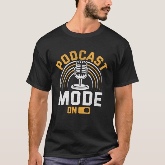 Podcast Mode On  Podcaster Podcasting Interviewer  T-Shirt (Vorderseite)