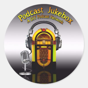 Podcast-Musikautomat-Logo-Aufkleber Runder Aufkleber
