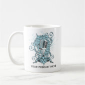 Podcast Name Blaues Mikrofon Kaffeetasse (Links)