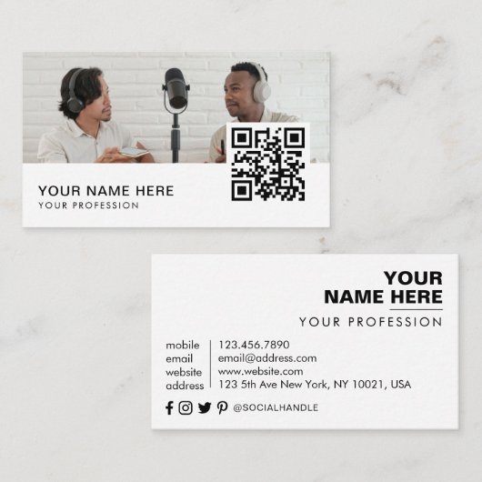 Podcast Visitenkarten QR Code Visitenkarte (Vorne/Hinten)