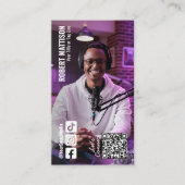 Podcaster Social Media QR Code Foto Visitenkarte (Vorderseite)