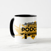 Podcon Tasse 2017! - Schwarzes auf tan langem Logo (Vorderseite Links)
