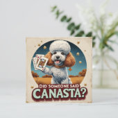Poddle liebt Canasta-Spiel Einladung (Stehend Vorderseite)