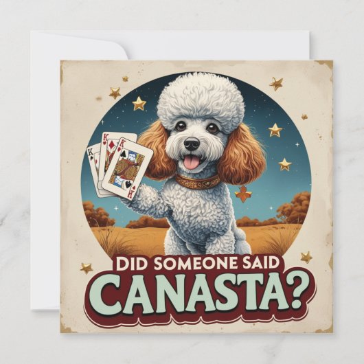 Poddle liebt Canasta-Spiel Einladung (Vorderseite)