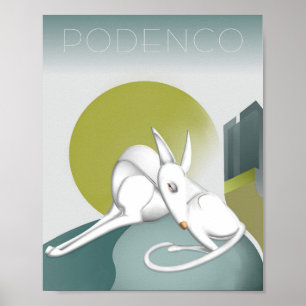 Podenco Dog Art Deco Design Poster