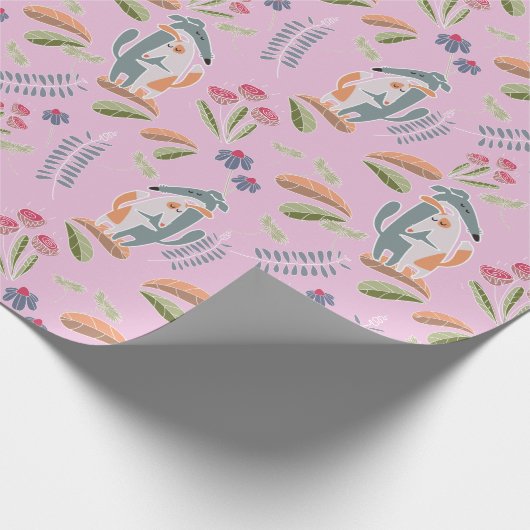 Podenco Dog und Galgo Girly Pink Geschenkpapier (Ecke)