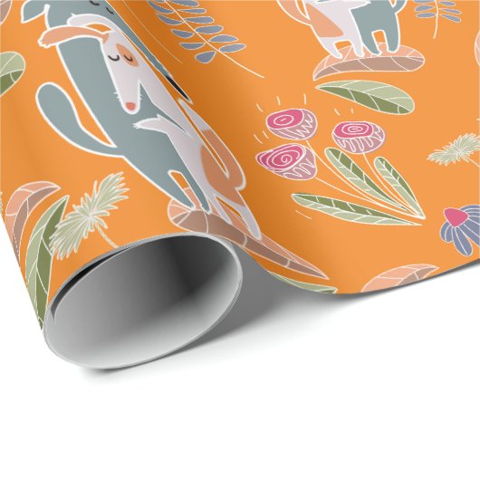 Podenco Dog und Galgo Hübsch Orange Geschenkpapier (Rolleneckpunkt)