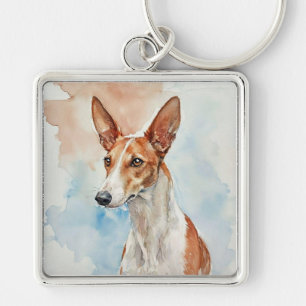 Podenco-Ibiza-Acrylfoto-Kachel Schlüsselanhänger
