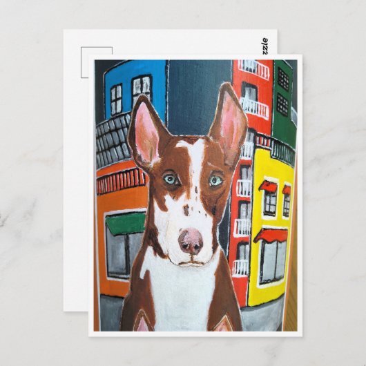 Podenco in der Stadtmalerei von Alfred Fox Postkarte (Vorne/Hinten)