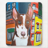 Podenco in Town Gemälde von Alfred Fox Mousepad (Vorne)