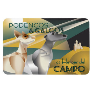 Podenco und Galgo im Vintage Art Deco Stil Magnet