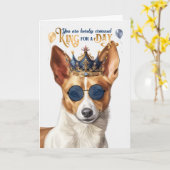 Podengo Dog King für Day Funny Birthday Karte (Gelbe Blume)
