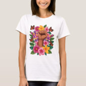 Poder Feminino Floral Camiseta Design Força Mulher T-Shirt (Vorderseite)