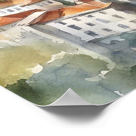 Podgorica Montenegro Panorama-Aussicht Poster (Ecke)