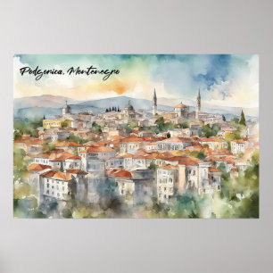 Podgorica Montenegro Panorama-Aussicht Poster