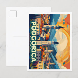 Podgorica Montenegro Reise künstlerisch farbenfroh Postkarte