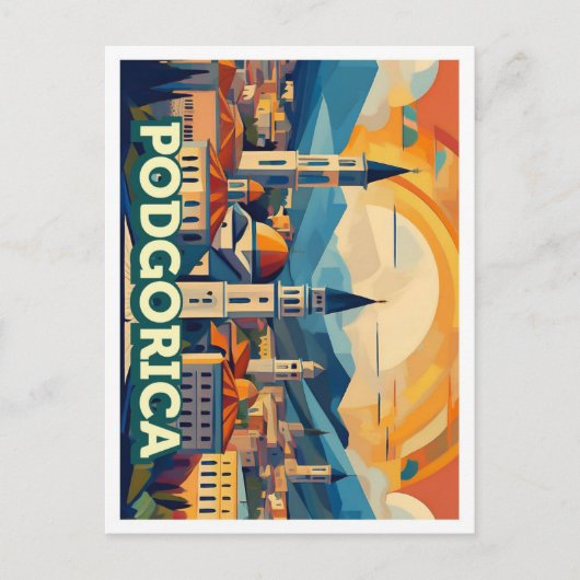 Podgorica Montenegro Reisen künstlerisch farbenfro Postkarte (Vorderseite)