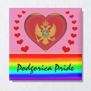 Podgorica Pride & Hearts & Regenbogenflagge /Liebe Magnet