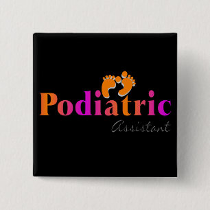 Podiatric Assistent mit 2 Fuß Entwurfs- Button